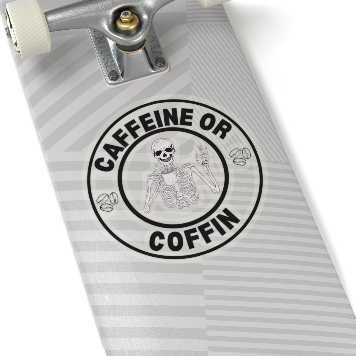 Gothic Coffee Kiss-Cut Stickers - Caffeine or Coffin Decal, Skull Design, Laptop Stickers, Gifts for Coffee Lovers, Halloween Decor